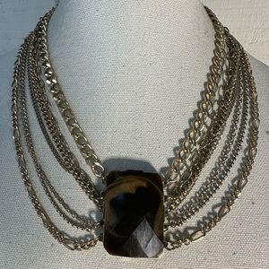 Unique multi chain pendant statement necklace